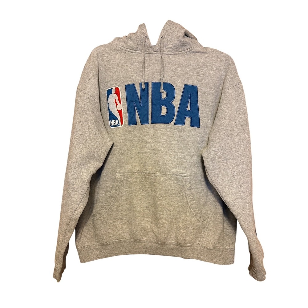 NBA Unisex Hoodie Gray Sweat Shirt size L. Sewn on/patch logo